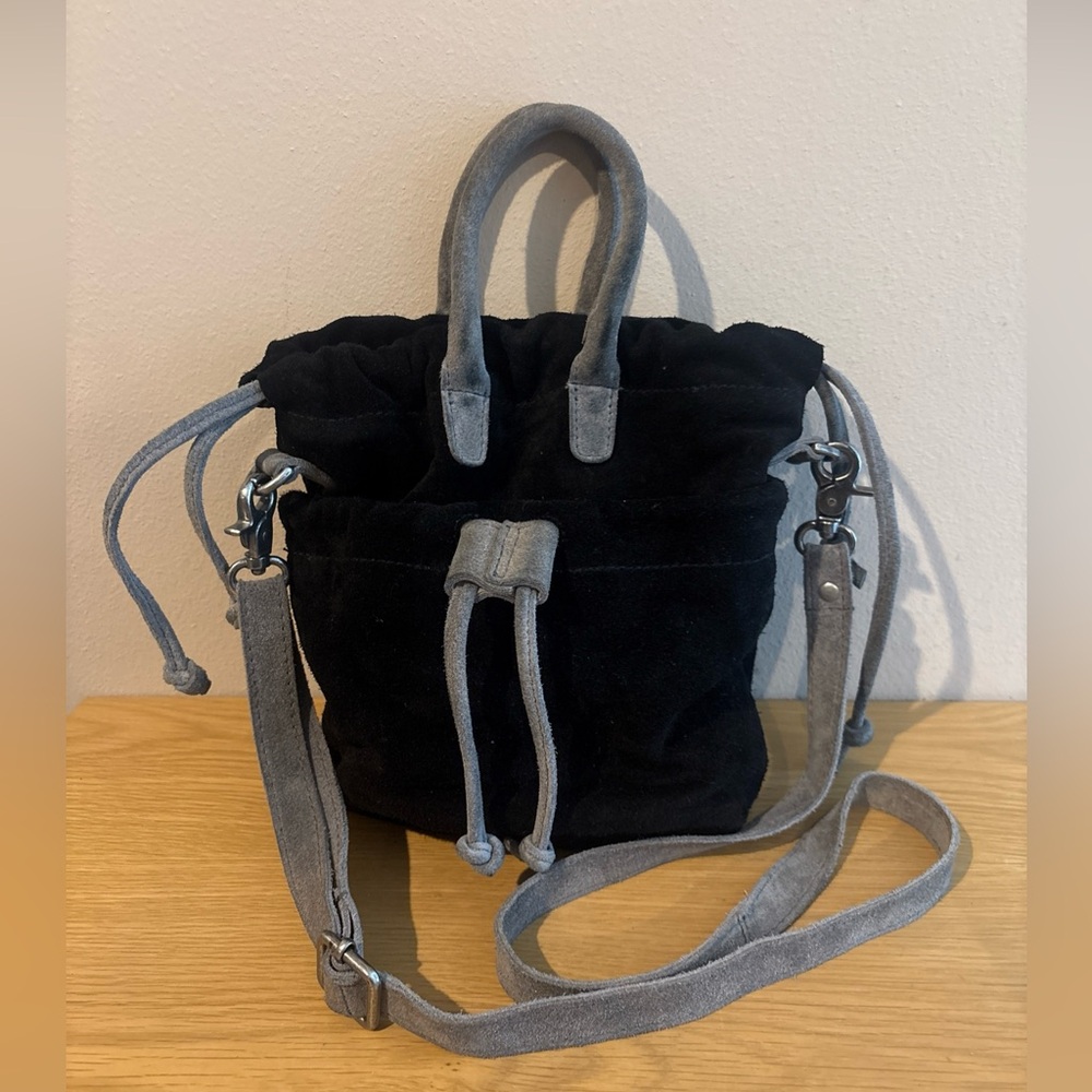 Free People Scout Slouchy Crossbody Black Suede Mini Bag Purse